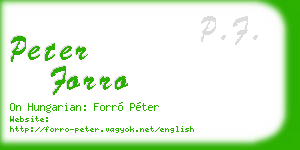 peter forro business card